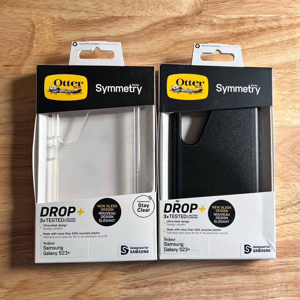 Lot of 2 OtterBox Symmetry Case for Samsung Galaxy S23+ Black Clear